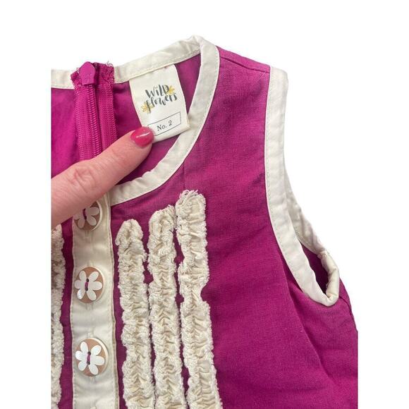 Wildflowers Purple Linen Dress 2 - Picture 2 of 5